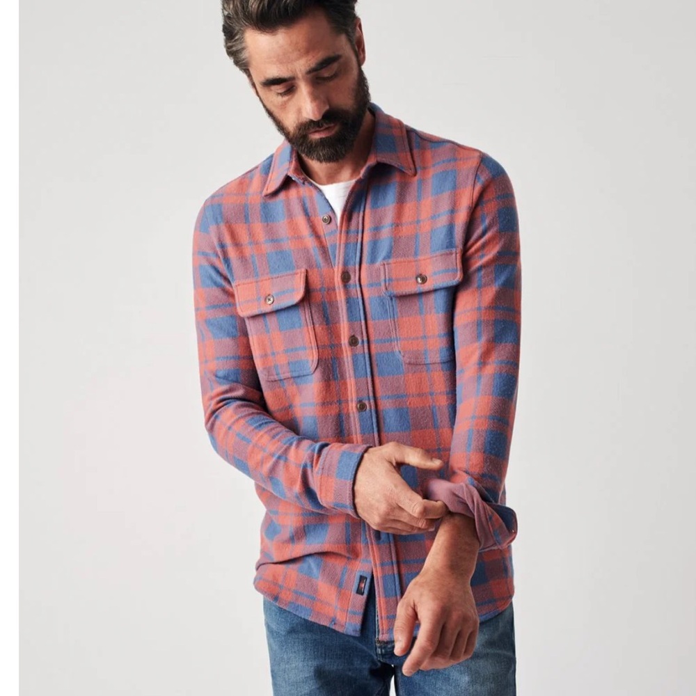 Faherty Red and Blue Plaid Men's Shirt